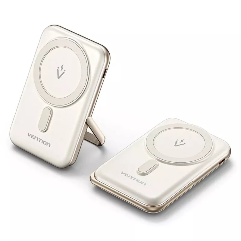 Powerbank Vention 10000mAh Magnetyczny Bezprzewodowy 20W — 10000 mAh, prąd wyjściowy 3 A, USB-C, biały