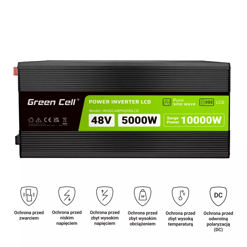 Przetwornica LCD 48V 5000W/10000W czysty sinus z wyświetlaczem