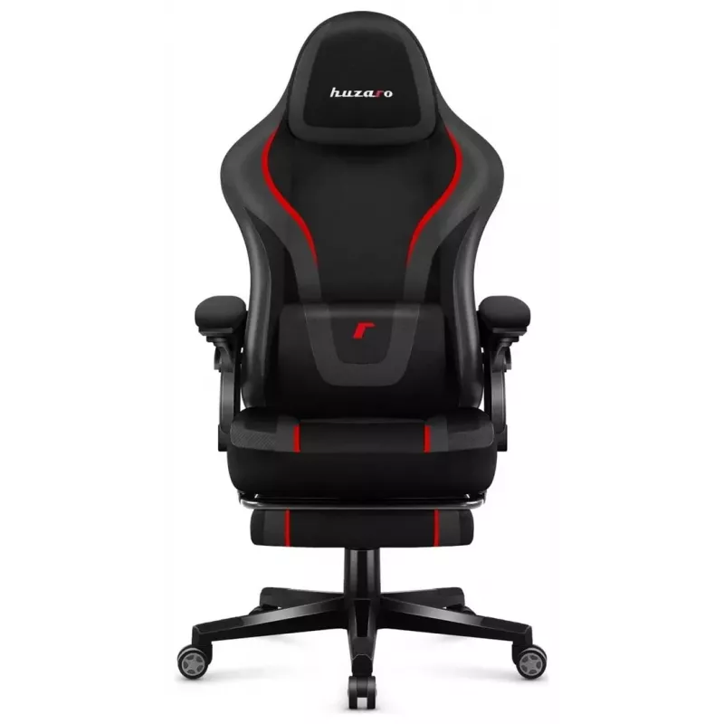 Fotel gamingowy huzaro Force 4.6 — ergonomiczne siedzisko z tkaniny, regulowana wysokość i pochylenie, podparcie lędźwiowe, maks. 130 kg, szerokość siedziska 41 cm