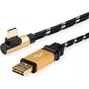 ROLINE 11.02.9060 Kabel USB 0,8 m USB 2.0 USB A USB C Czarny - Złoty (11.02.9060)