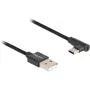 Kabel USB 2.0, wtyk USB-A > wtyk USB-C (czarny, 1 metr, w oplocie, kąt 90°)