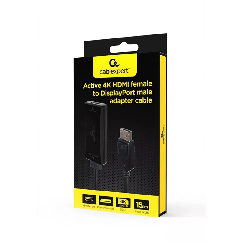Adapter kabla wideo GEMBIRD A-HDMIF30-DPM-01 HDMI Typu A na DisplayPort 0,15 m Czarny