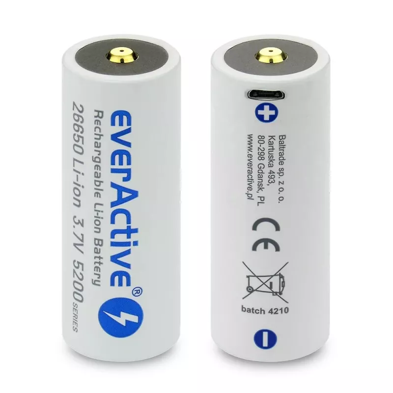 Akumulator everActive EV26650-52M 3,7 V 5200 mAh z ładowaniem Micro USB