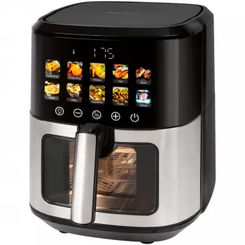 Frytkownica beztłuszczowa ProfiCook PC-FR 1286 H — 6,5 l, 1700 W, front ze stali nierdzewnej, czarna