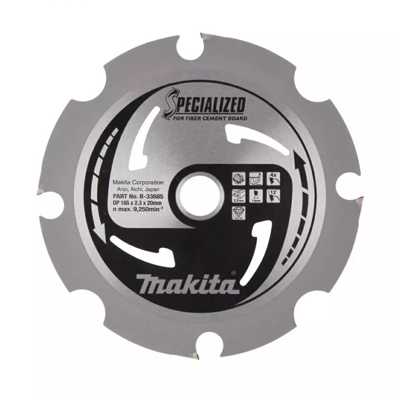 TARCZA DO PILARKI TARCZOWEJ MAKITA 165x20x4Z SPECJALISTYCZNA DO PŁYT WŁÓKNOWO-CEMENTOWYCH