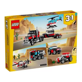 Zestaw LEGO Creator 2-w-1 Ciężarówka z platformą i śmigłowiec 31146, konwertowalna konstrukcja dla dzieci
