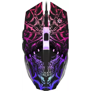 Mysz gamingowa DEFENDER GM-670L oburęczna optyczna, 2400 DPI, 5 przycisków, przewodowa, czarna, RGB