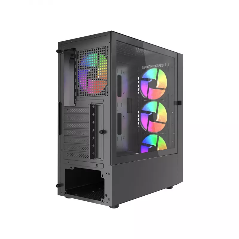 Obudowa PC GEMBIRD Fornax 4300 Midi Tower ATX, szkło hartowane, 2x3.5 cala wnęki, 3x2.5 cala wnęki, obsługa wentylatorów ARGB, USB 3.2 Gen1