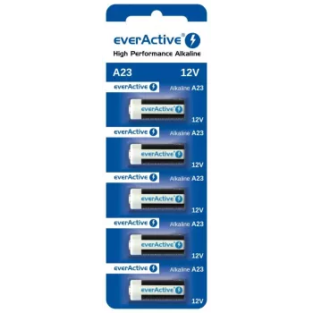 Alkaliczny komplet baterii everActive A23 12V, 5 szt. blister — do pilotów i drobnej elektroniki