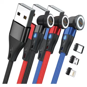 Kabel USB RealPower MagneticCharge3 1m USB A Czarny Niebieski Czerwony
