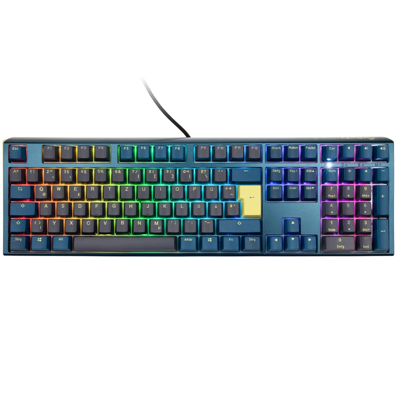 Klawiatura Ducky One 3 Daybreak RGB dla graczy, USB, niemiecka, czarna, niebieska, zielona