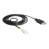Kabel Delock USB2.0 Typ-A wtyk > 2 gołe końcówki przewodów - 1,5m - czarny (85664)