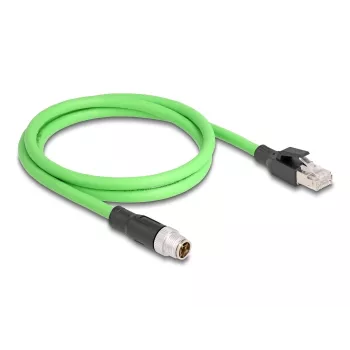 Kabel sieciowy DeLOCK M12 X-kodowany 8-pinowy męski do RJ45 męski PUR (TPU) 1 m