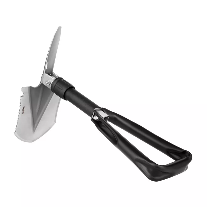 Składana łopatka Nextool NE20033 — kompaktowa, wielofunkcyjna mini łopatka, złożona 20,6 cm, rozłożona 50,3 cm, waga 797 g, szerokość 128 mm