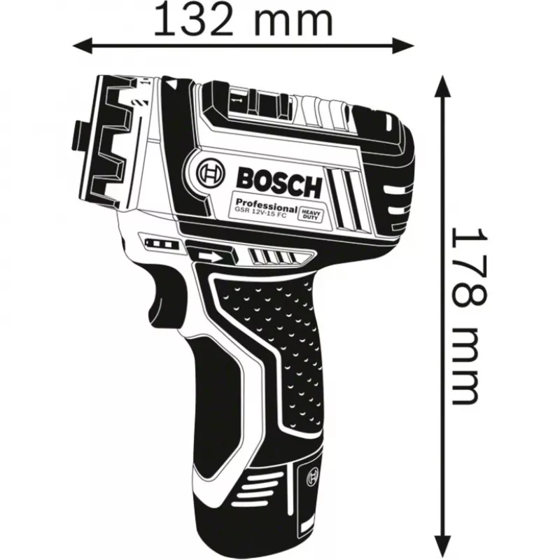 Bosch GSR 12V-15 FC Professional Keyless 600 g Czarny, niebieski