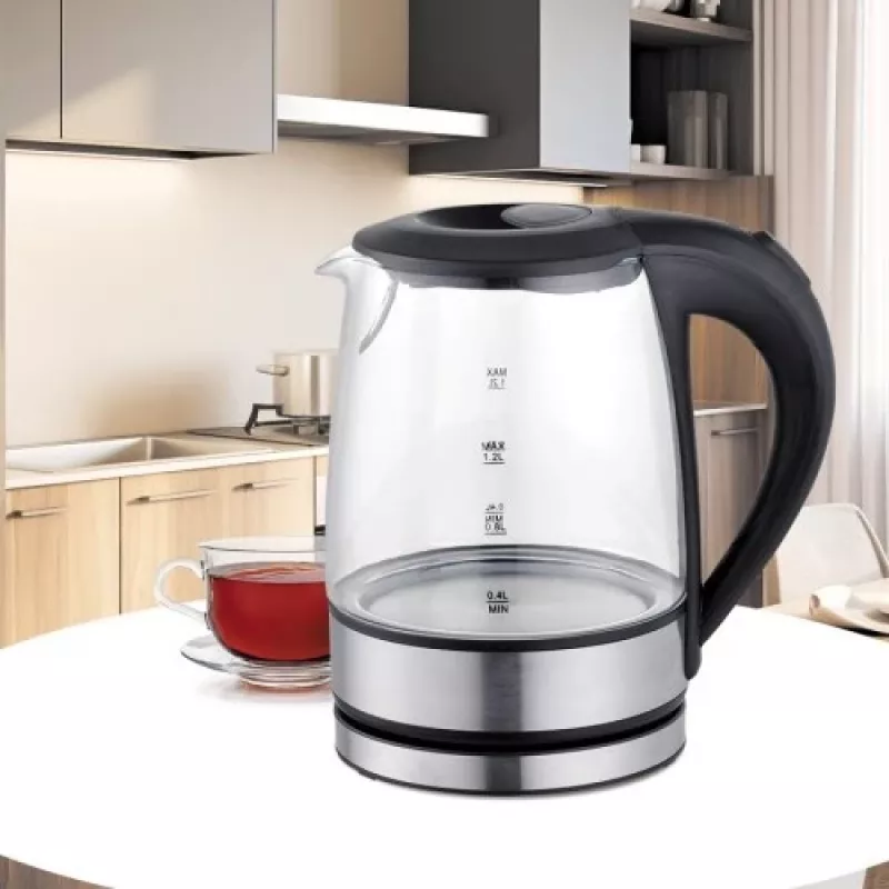 Maestro MR-062-BLACK Czajnik elektryczny szklany, 1630 W, 1,2 L