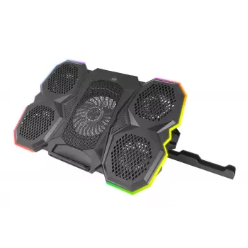 Podkładka chłodząca do laptopa ESPERANZA EGC107 — 3 wentylatory 1200–2600 RPM, 390×255×38 mm, USB PD, RGB, 5 pozycji wysokości, czarna