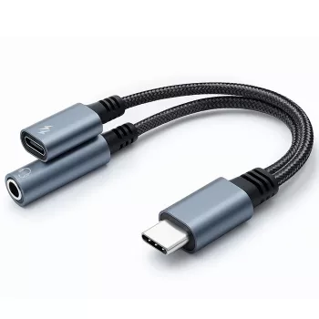 Adapter 2w1 USB-C USB-C Jack 3.5mm PD 15W