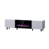Szafka RTV Cama Meble PAFOS EF z kominkiem elektrycznym 180×42×49 cm, biały mat