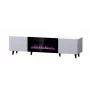 Szafka RTV Cama Meble PAFOS EF z kominkiem elektrycznym 180×42×49 cm, biały mat