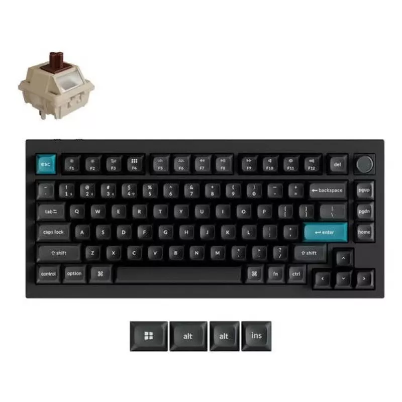 Mechaniczna klawiatura 75% Keychron Q1 Ultra 8K — USB + bezprzewodowa RF + Bluetooth, RGB, czarna