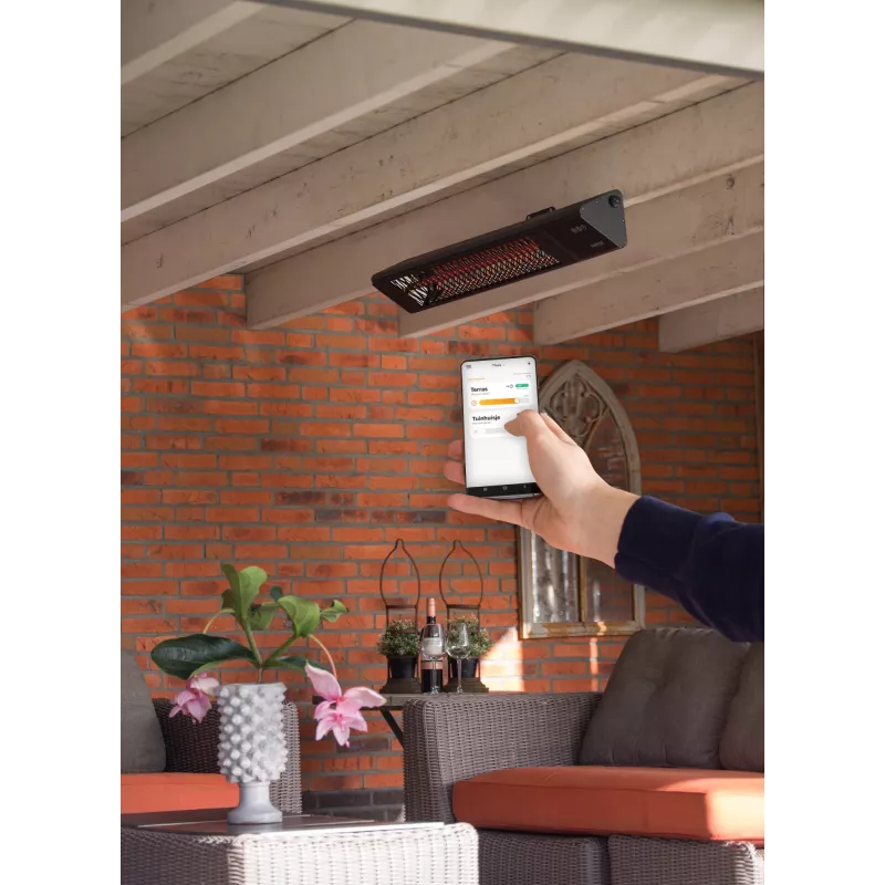 Grzejnik na podczerwień SUNRED PRO25W-SMART, ścienny trójkątny ciemny, 2500 W, czarny, IP55