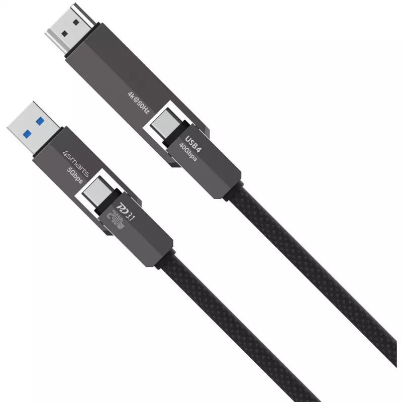 Kabel USB4 HDMI 4smarts ComboCord 240W 1.5 m – USB4 na HDMI, zasilanie 240W, długość 1,5m