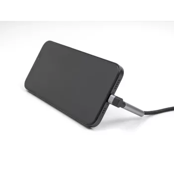 Kabel do ładowania i transmisji danych USB Type-C na Lightning z kątową wtyczką i funkcją podstawki, DELOCK 1,5 m, 9 V 3 A (MFi)