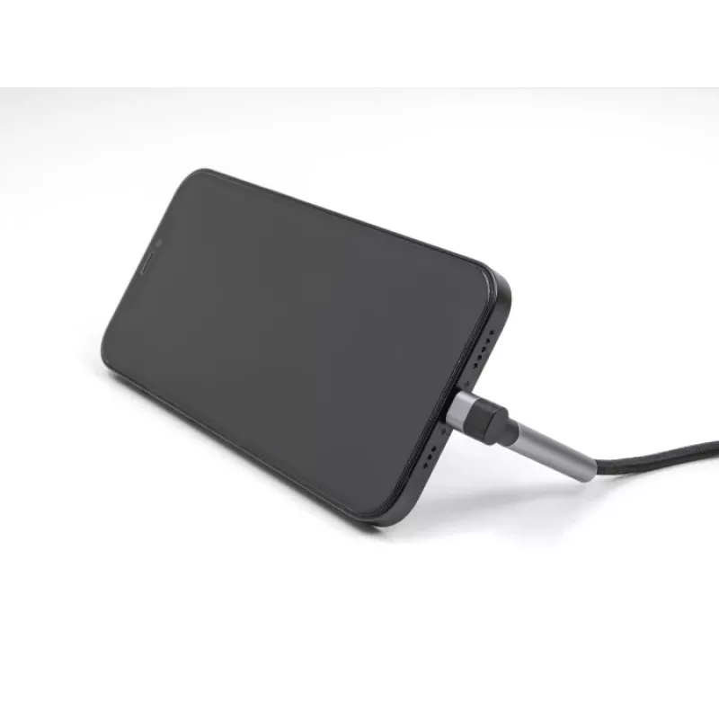 Kabel do ładowania i transmisji danych USB Type-C na Lightning z kątową wtyczką i funkcją podstawki, DELOCK 1,5 m, 9 V 3 A (MFi)