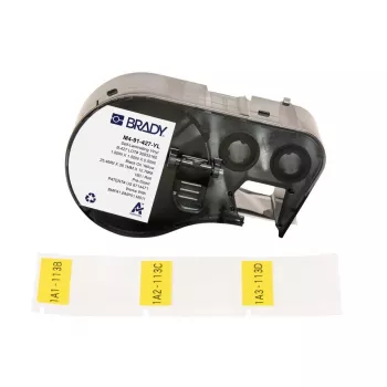 Brady, M4-91-427-YL, winyl samolaminujący, żółty/przezroczysty, 25,40 x 12,70(38,10) mm, trwały, do średnicy kabla 4,00–8,10 mm (180 szt.) (170746)