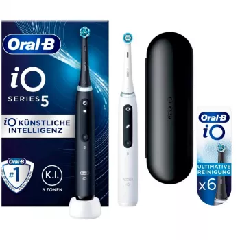 Oral-B iO Series 5 Duo, szczoteczka elektryczna czarna/biała, Matt Black/Quite White z 2. końcówką