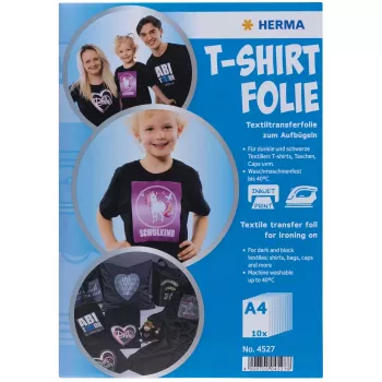 Herma folia do transferu na koszulki A4 do ciemnych i czarnych tkanin 20 arkuszy 4527 (4527)