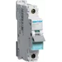 Hager NBN125. Ilość biegunów: 1P. Częstotliwość wejściowa AC: 50/60 Hz, Wyjściowy prąd znamionowy: 25 A. Szerokość: 17,5 mm, Głębokość: 70 mm, Wysokość: 83 mm (NBN125)