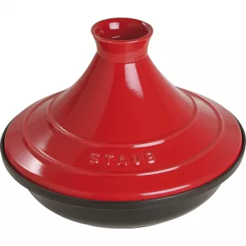 Staub Tajine 28 cm, żeliwne naczynie do gotowania, czerwono-czarna emalii