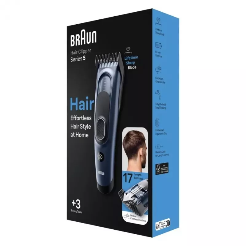 Braun HC5350 maszynka do strzyżenia włosów, 17 długości, bezprzewodowa