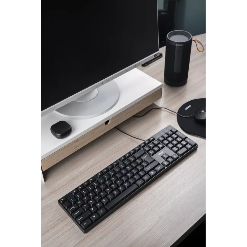 Klawiatura Savio KB-01 do domu/biura USB QWERTY US English Czarna