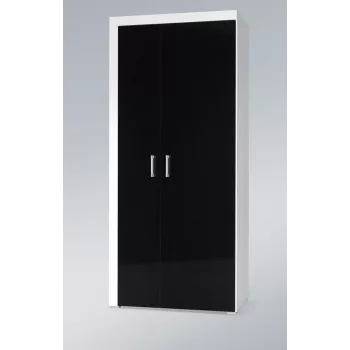Szafa ubraniowa cama meble SAMBA biały/czarny połysk, 900×550×2030 mm, 1 półka