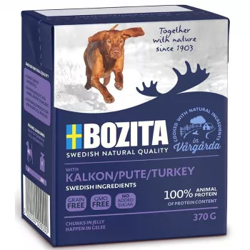 Mokra karma dla psów BOZITA Kawałki w galarecie z indykiem, 370 g, psy dorosłe, białko 7%, tłuszcz 5,5%