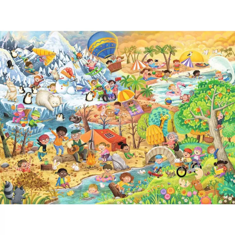 Puzzle Ravensburger Cztery Pory Roku — 100 elementów, grubość 2 mm