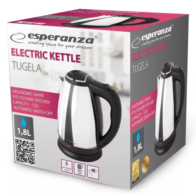 Czajnik elektryczny Esperanza EKK104S 1,8 L 2200 W Srebrny