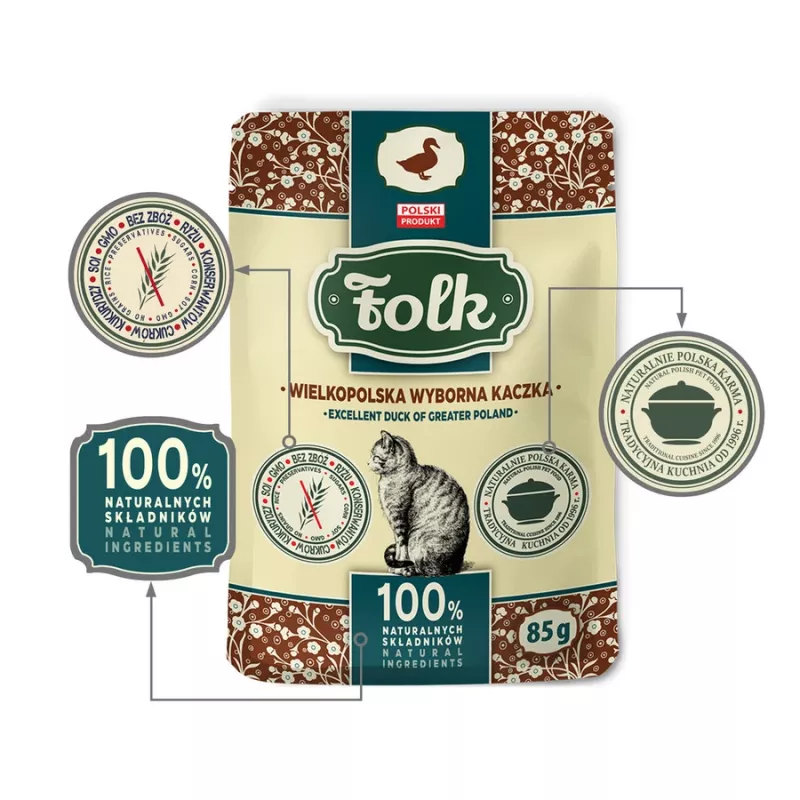 FOLK Excelent duck of Greater Poland - mokra karma dla kota - 85g