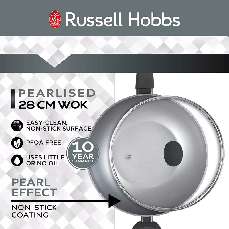 Wok Russell Hobbs RH01709EU 28 cm Pearlised, patelnia z powłoką nieprzywierającą