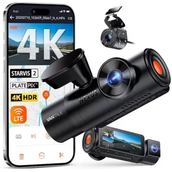 Kamera samochodowa VANTRUE N4 PRO S 3-kanałowa (przód + wnętrze + tył), 3840x2160, F/1.8, Wi‑Fi, GPS, wyświetlacz 3.19 cala