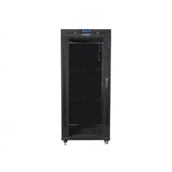 Szafa rack wolnostojąca LANBERG FF01-6627-12BL 19 cali 27U 600x600 mm szklane drzwi, udźwig 800 kg