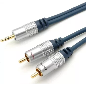Kabel audio S/CONN SP30832-5 5m 3.5mm 2 x RCA niebieski chrom