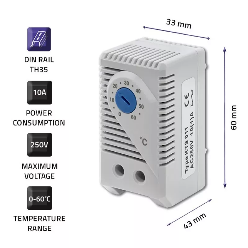 Termostat wyłączający 10A, DIN 35
