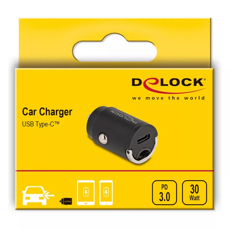 Ładowarka samochodowa DeLOCK 64278 uniwersalna czarna szybkie ładowanie 12-24V