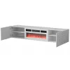 Cama szafka RTV TULA 183x35x37 biały matowy + biały mantelpiece