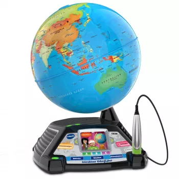 Interaktywny globus wideo VTech 80-605404 — edukacyjny globus mówiący z treściami audio i interaktywnymi