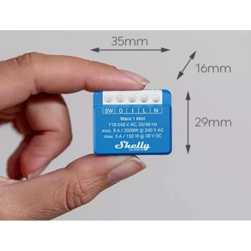 Shelly Qubino Wave 1 Mini LR Inteligentny przełącznik Z-Wave niebieski